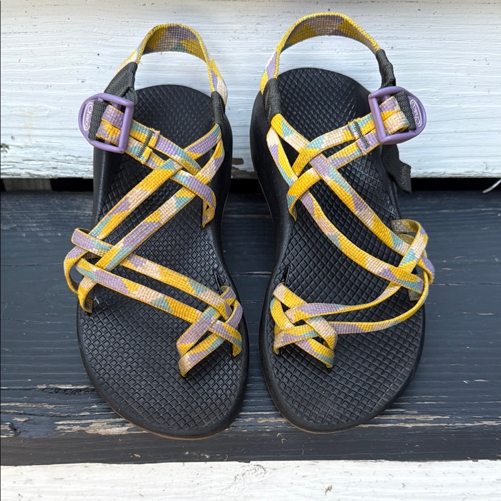 Chaco Yellow and Purple Zcloud sandals size 6